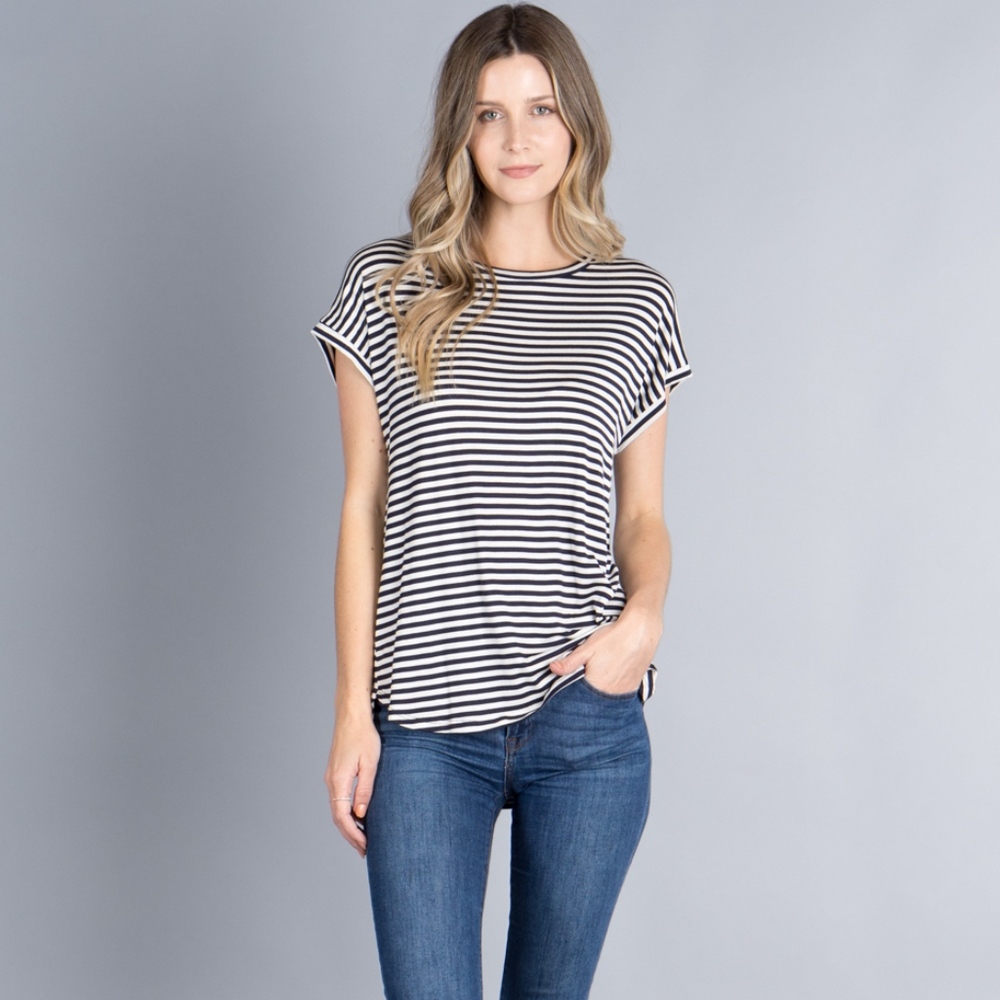 Navy/White Striped Top